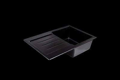 Прямокутна гранітна кухонна мийка з крилом для сушки Sink Quality (Польща) REALGAR 1KDO BLACK (колір чорний) 1457533110 фото