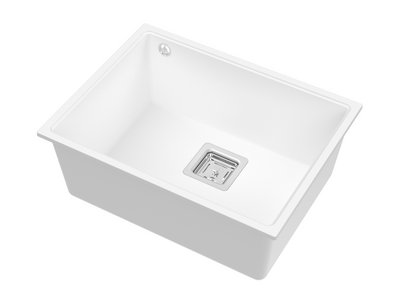Кухонна гранітна мийка під столешню ARGON 60 WHITE (колір білий) 1586047465 фото