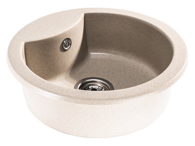 Кругла кухонна гранітна мийка SinkQuality AZURITE BEIGE (колір бежевий) 1385434564 фото